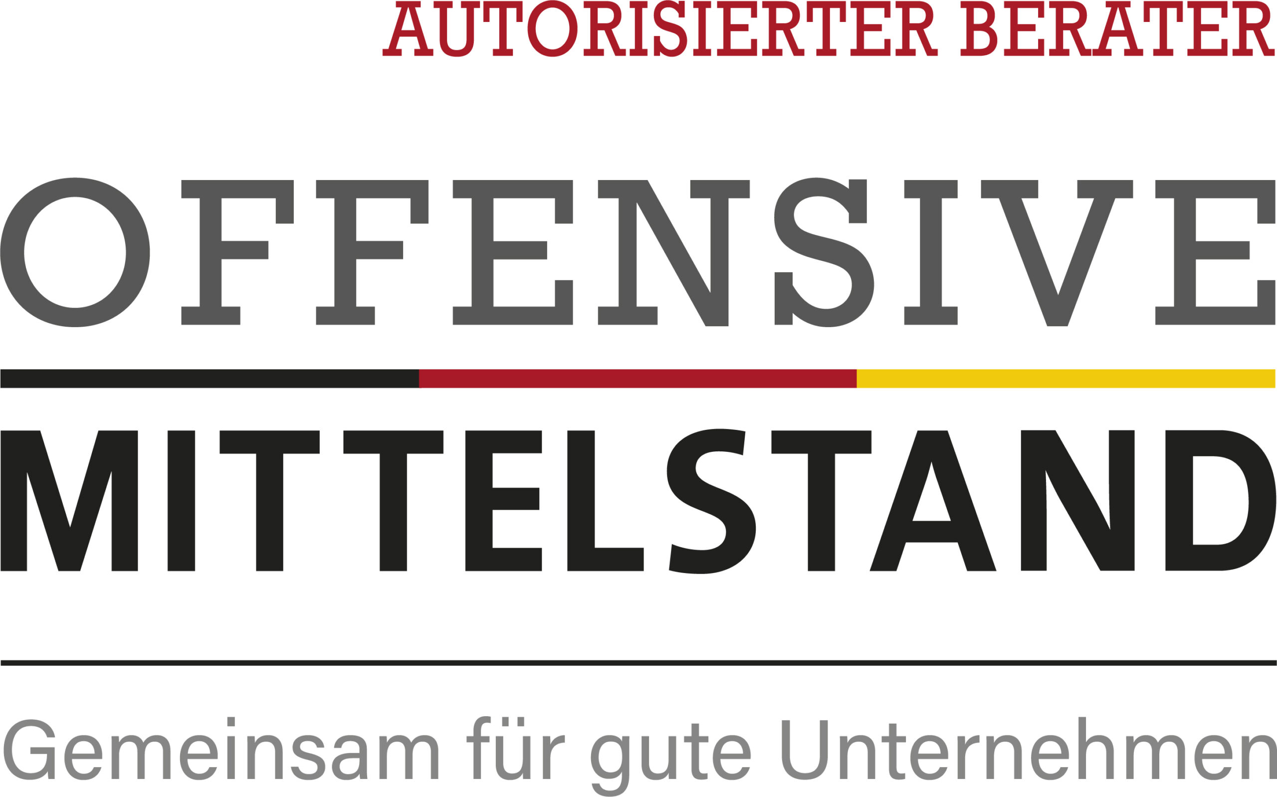 Signet der Offensive Mittelstand mit der Aufschrift Autorisierter Berater